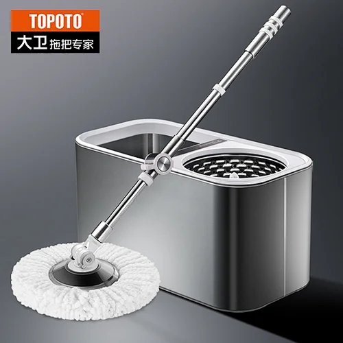 TOPOTO TOP Quality 2021 New Design Super S/S Spin Mop Stainless Steel Bucket Cleaning Mops
