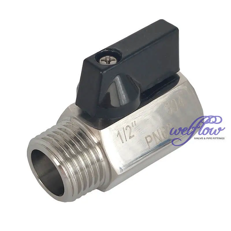 Stainless Steel MF Mini Ball Valve with Red Handle