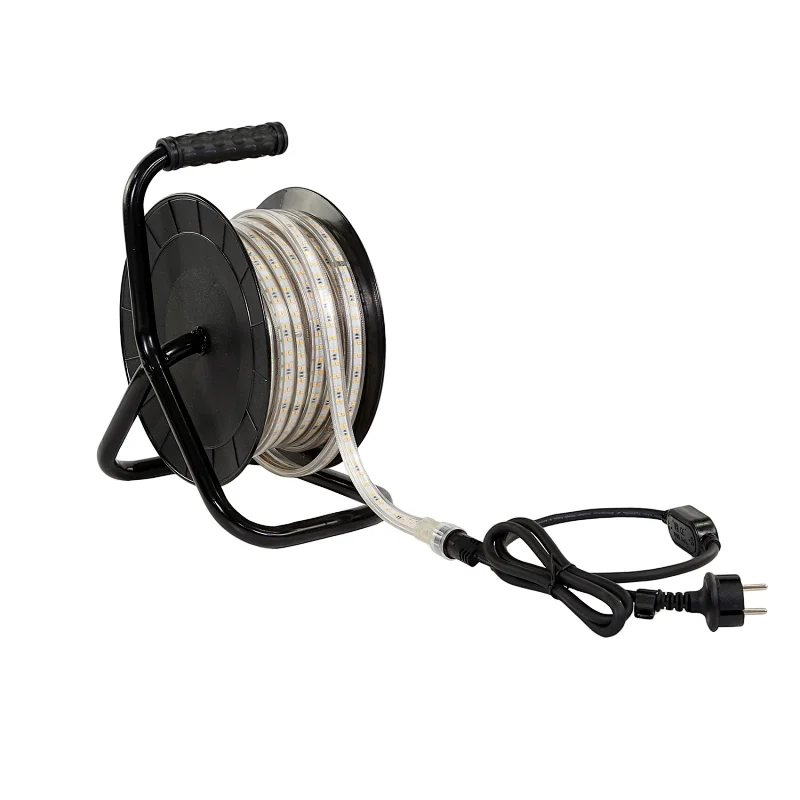 15M Led Portable Winding Spool Exterior Strip Light Work Light Strip Temporary Construction Lights Drum For Outdoor Lighting