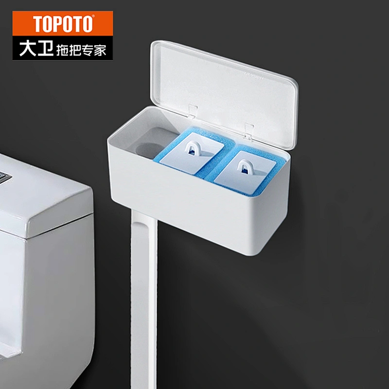 TOPOTO Replacement Disposable Plastic Scrubbing Sponge Commercial Toilet Brush Set With Plastic Handle