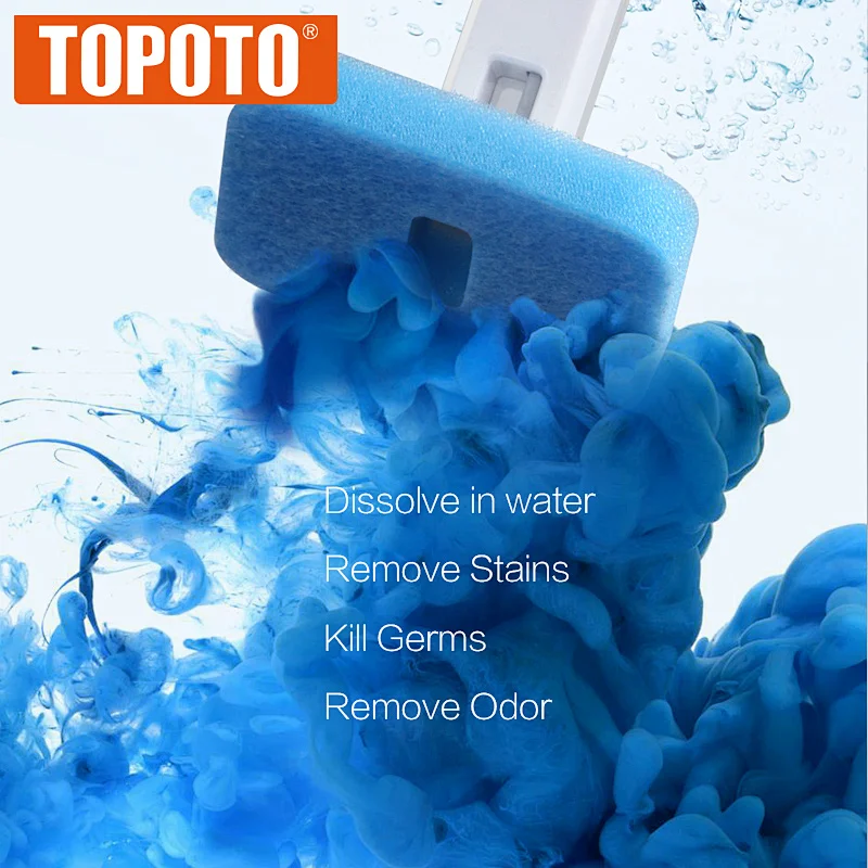 TOPOTO Replacement Disposable Plastic Scrubbing Sponge Commercial Toilet Brush Set With Plastic Handle