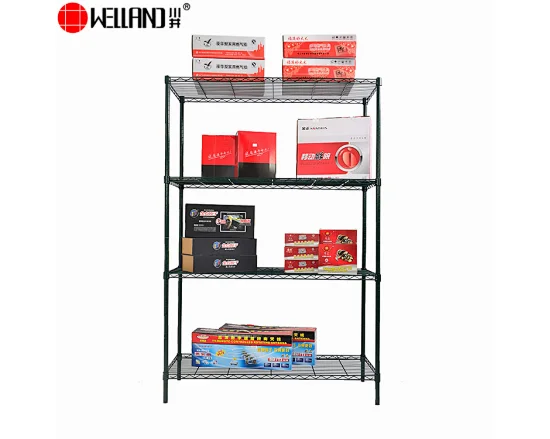 4 Tier Light Duty Black Epoxy Coated Wire Shelf