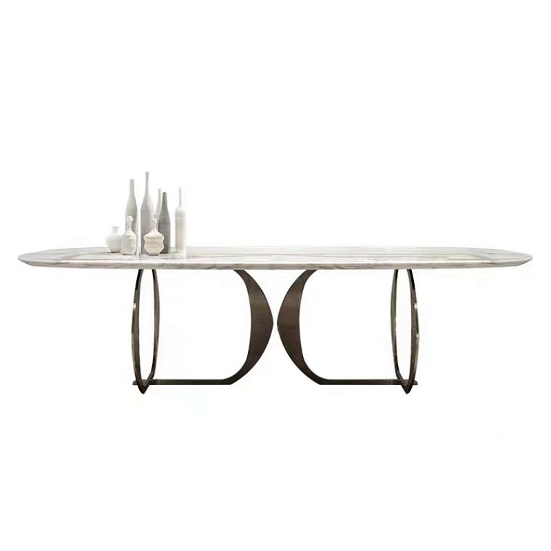 High End Customized Dinning Table Modern Luxury Marble Top Metal Dining Tables Sets Dinning Table