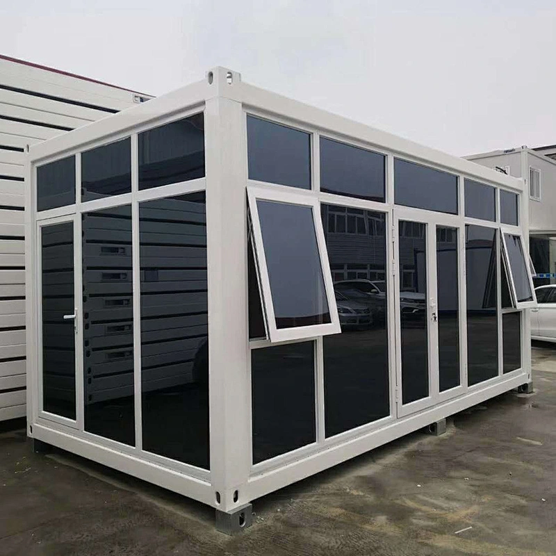 Suministro de fábrica Marco de acero de alta calidad Venta de casas de contenedores móviles prefabricadas prefabricadas modulares de lujo moderno con pared de vidrio para oficina