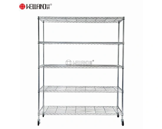 5 tiers wire shelving with wheels