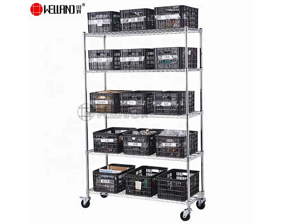 commercial wire shelving with wheels