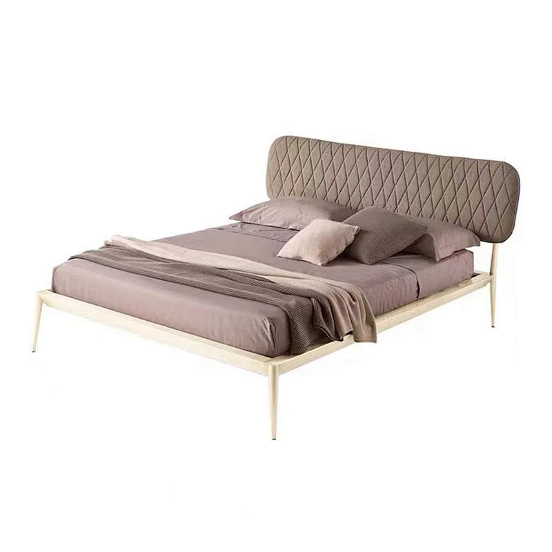 Light luxury bedroom furniture double bed nordic minimalist fabric bed