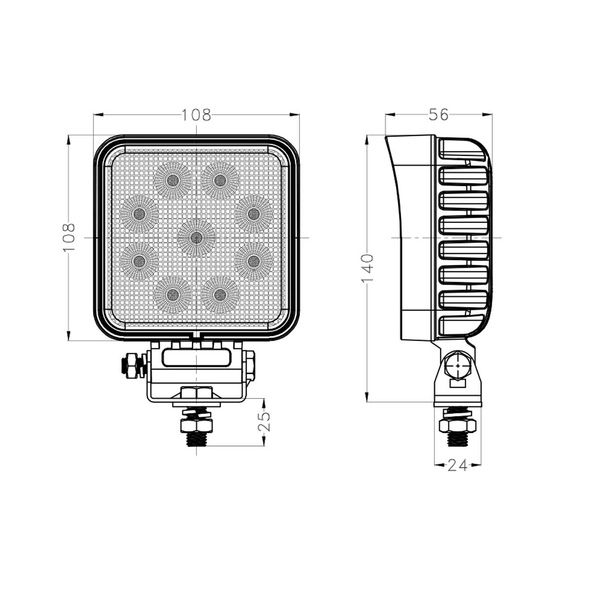 48-27W Work Light Suitable for Cars, Boats, 4x4s, Vans
