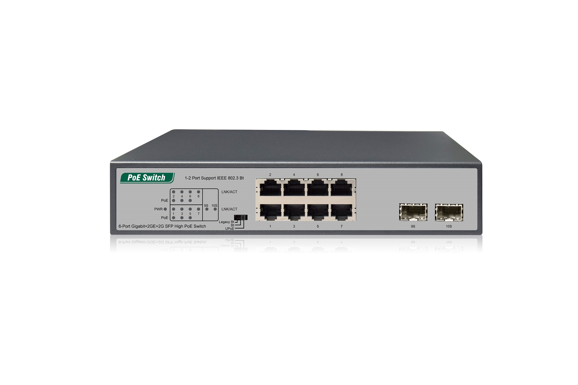 6-Port Gigabit+2GE+2G SFP High PoE Switch