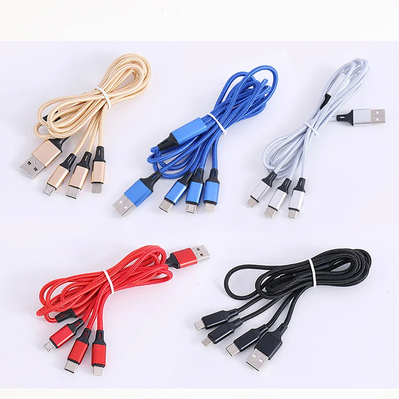 3 In 1 Multi Use Mobile Phone Tablet Usb c 3A Charger Cable Line