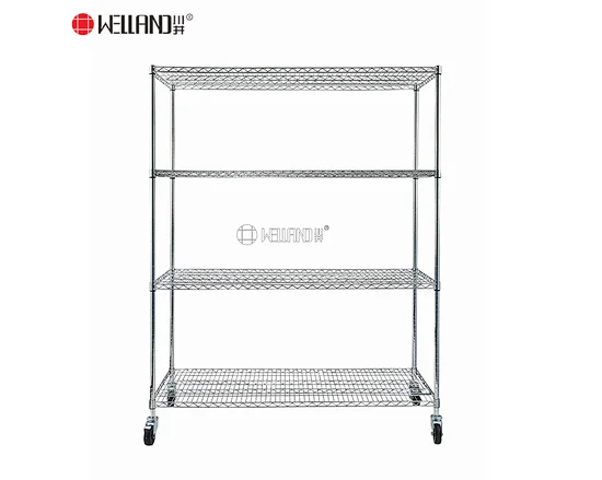metal wire shelving with wheels