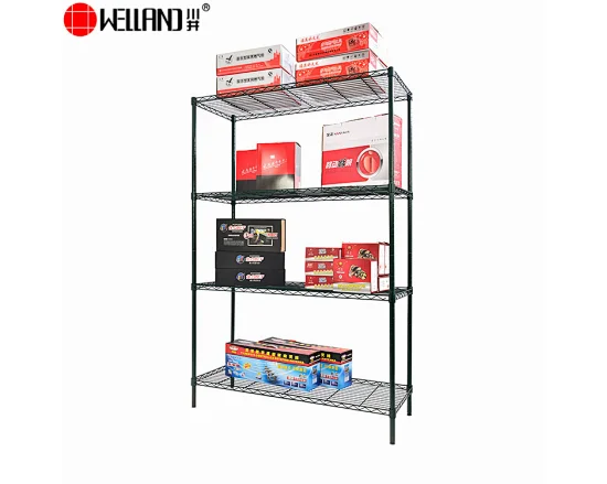 Adjustable 4 Tier Light Duty Black Epoxy Coated Wire Shelf
