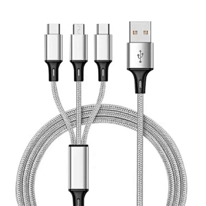 3 en 1 línea de cable del cargador del Usb 3A de la tableta del teléfono móvil del multiuso para el iPhone para Android