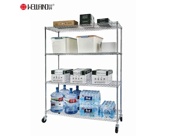 4 tier chrome metal wire shelving