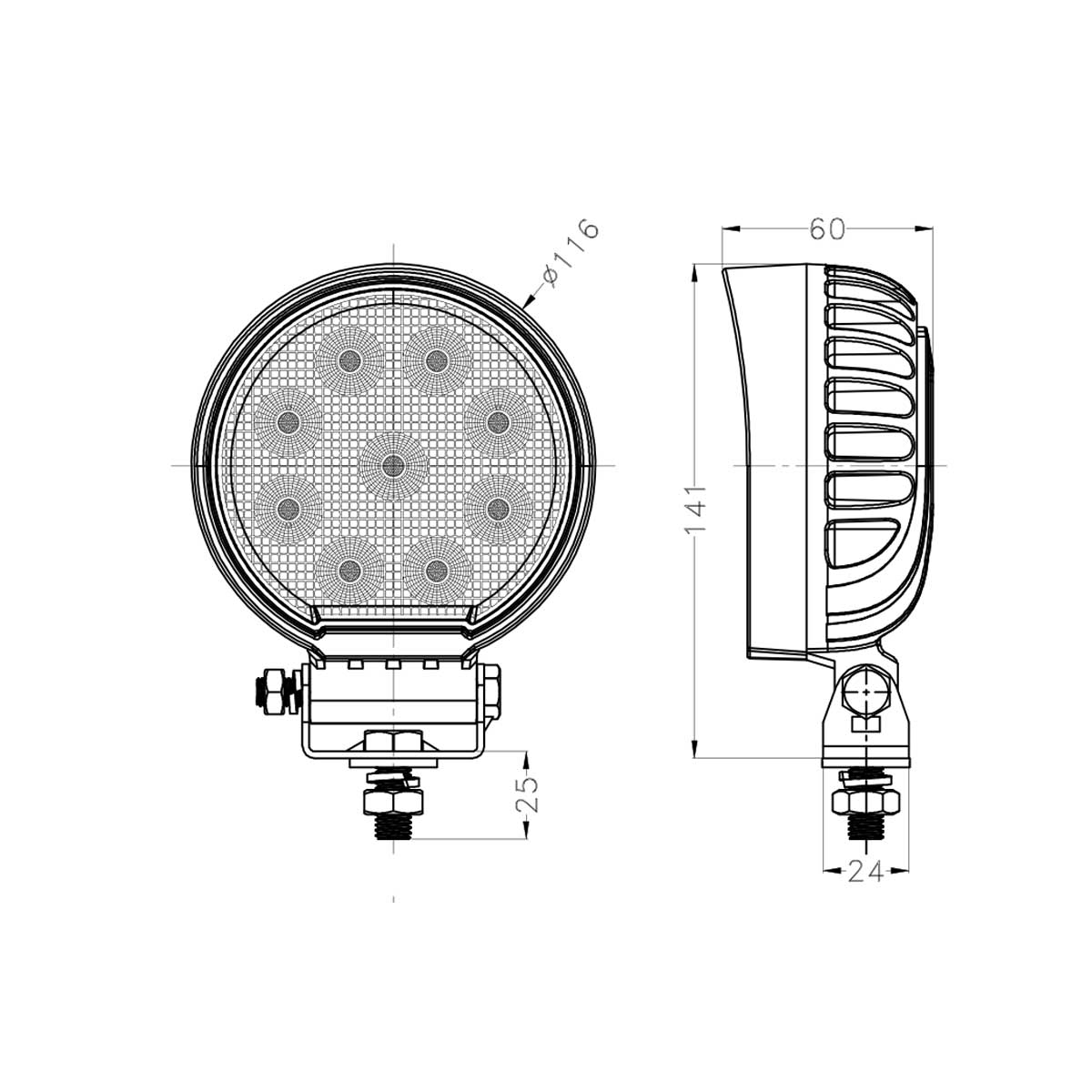 27W LED Work Light Suitable for Cars, Boats, 4x4s, Vans