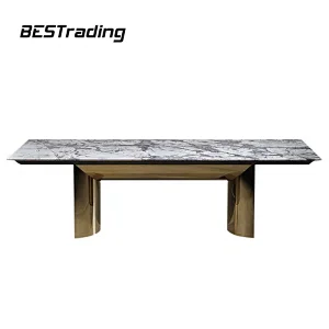 Italian design metal table light luxury marble top table set dining table