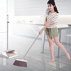 TOPOTO Household Cleaning Windproof Plastic Material Long Handle Broom and Dustpan Set