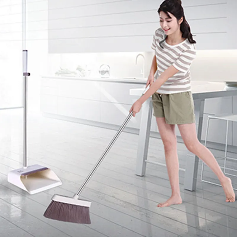 TOPOTO Household Cleaning Windproof Plastic Material Long Handle Broom and Dustpan Set