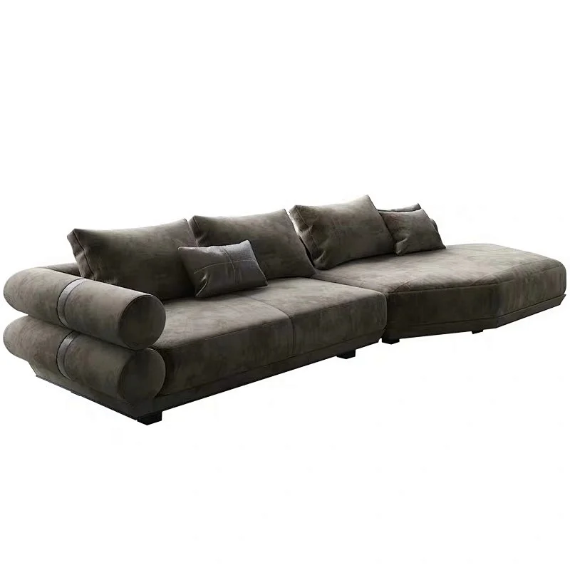 Customized Modern luxury home furniture sofa living room nubuck leather sofa sectional luxury furniture sofa set