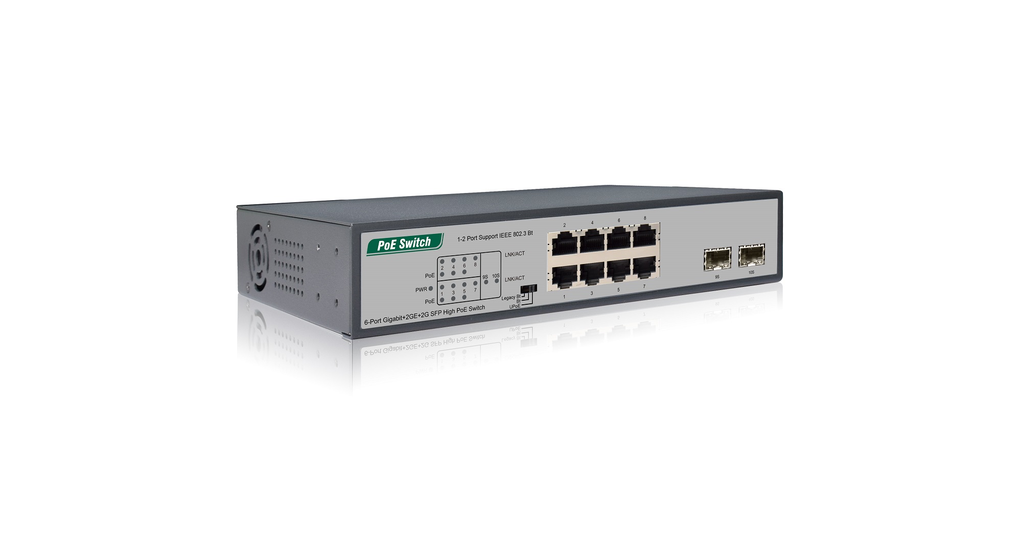 6-Port Gigabit+2GE+2G SFP High PoE Switch