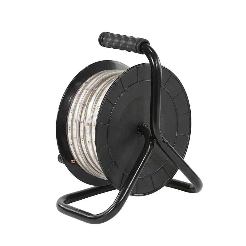 15M Led Portable Winding Spool Exterior Strip Light Work Light Strip Temporary Construction Lights Drum For Outdoor Lighting