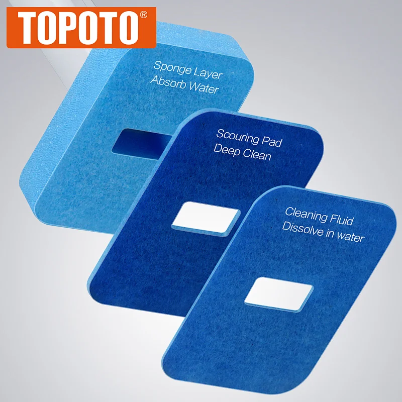 TOPOTO Replacement Disposable Plastic Scrubbing Sponge Commercial Toilet Brush Set With Plastic Handle