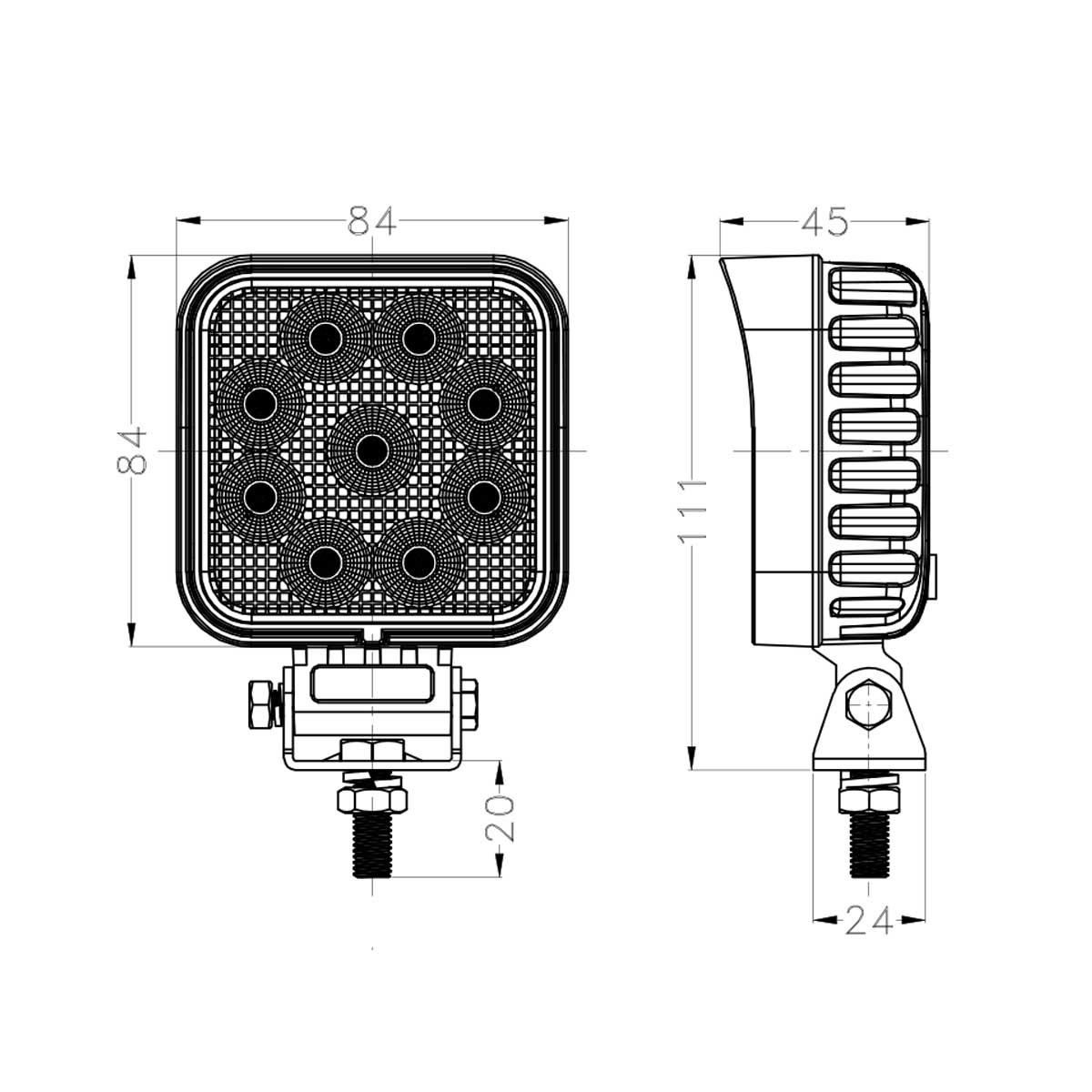 27W Work Light Suitable for Cars, Boats, 4x4s, Vans