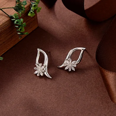 silver hoop earrings with charm