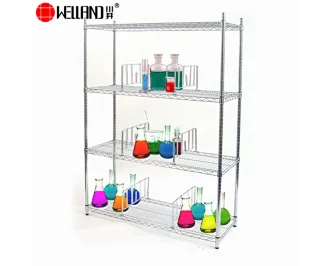 High Quality 4 Tiers Stainless Steel Lab Chemical Wire Storage Rack Shelving