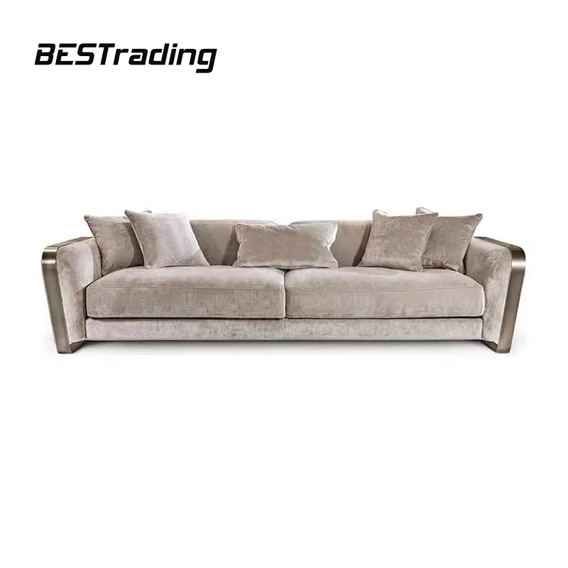 Italian style living room furniture velvet sofa hotel lobby sectional sofa set sofa chair