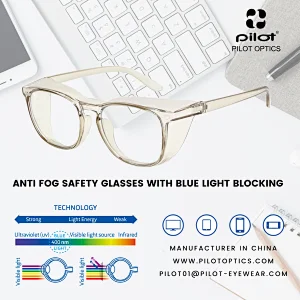 Anti fog safety goggles with blue light blocking