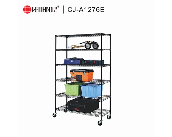 black 6 tiers wire shelving