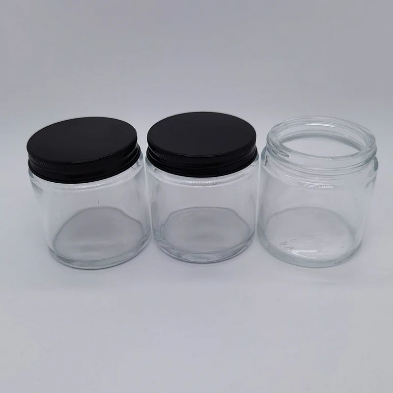 Cream clear glass 100ml pet jar with aluminum lid screw cap blackrbig storage container lotion facial mask