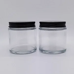 Cream clear glass 100ml pet jar with aluminum lid screw cap blackrbig storage container lotion facial mask