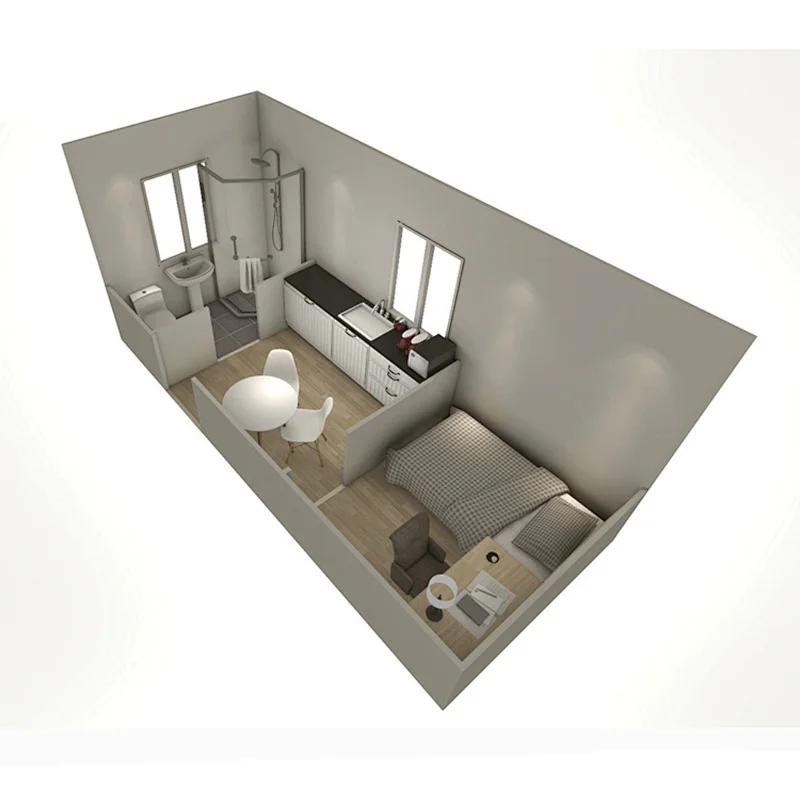 China prefab modular homes 20ft plat pack container home office/living kit set homes for sales