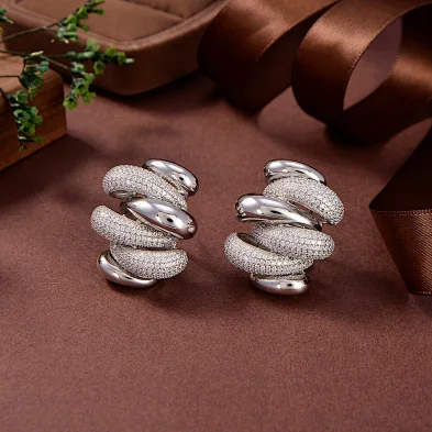 silver and diamond hoop earrings