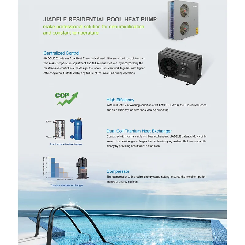 Jiadele Cheap Price Full Certikin Swimming China Swimming Pool Pump Commercial 15Kw Inverter Swimming Pool Air Source Heat Pump