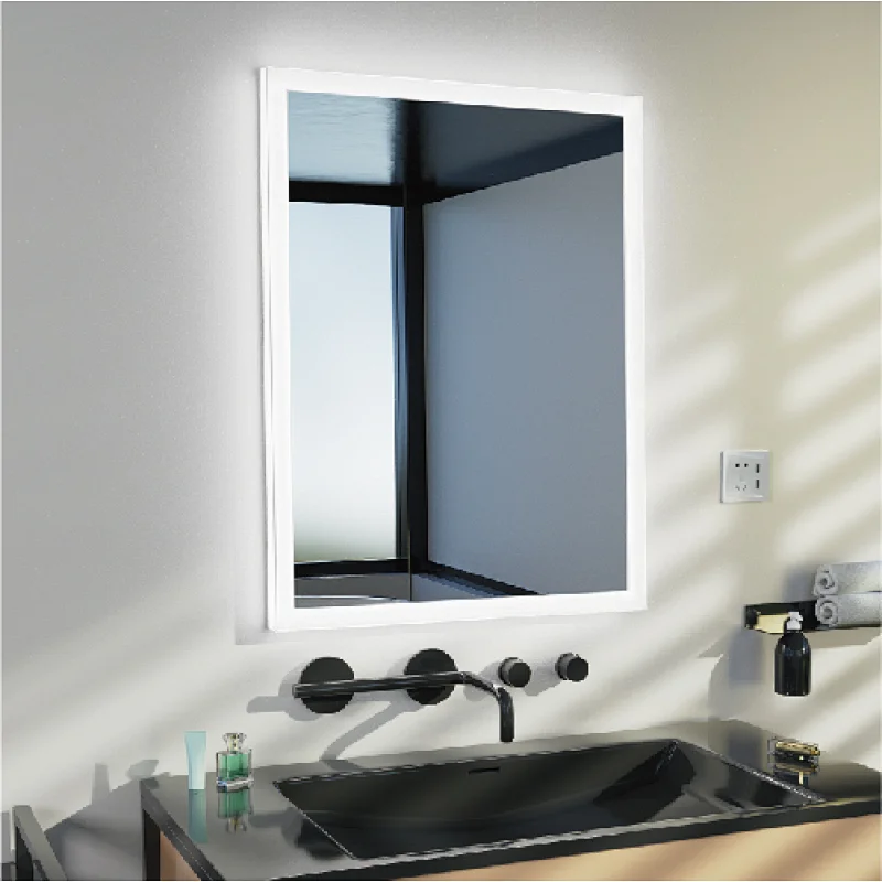 Custom LED Bathroom Mirror Rectangle Led Lighted Mirror With Edge Diffuser Color Changing Smart Led Lighted Mirror HC1015