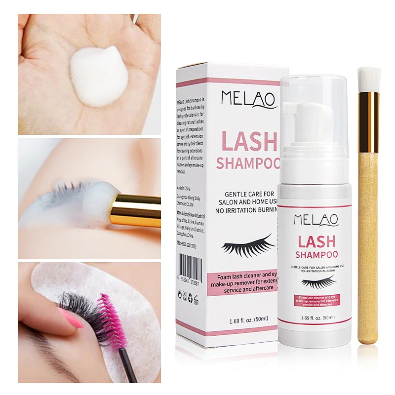 Lash growth lash shampoo private label eyelash extension tear free foam cleansing