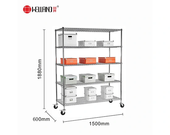 chrome wire shelving with wheels