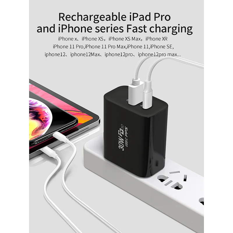 30W PD USB C Super Fast Charger for Iphone Ipad Samsung Smart Phone Tablet
