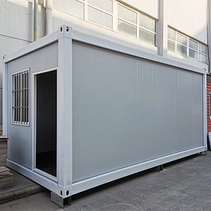 Casa de contenedor de oficina vacía blanca de 20 pies casa de contenedor prefabricada de paquete plano de lujo movible