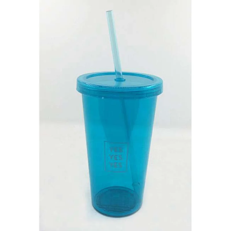 PLASTIC TUMBLER WITH STRAW