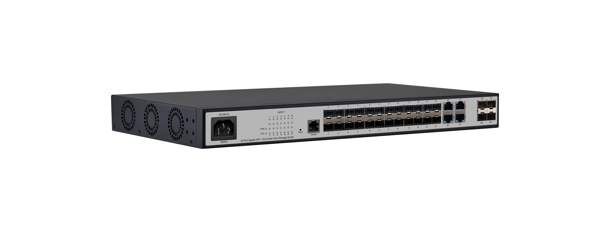 24-Port Gigabit SFP + 4G Combo Fiber Managed Switch
