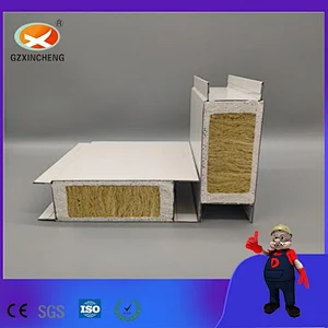 100mm Thickness Wall and Roof Glass Magnesium Rock Wool Sandwich Panel for Steel Warehouse