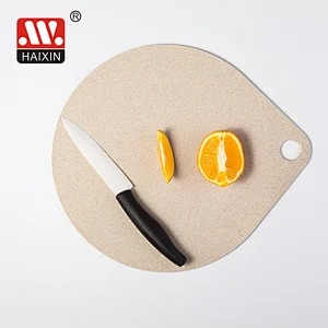 chopping board round shape with handle wheat fiber material