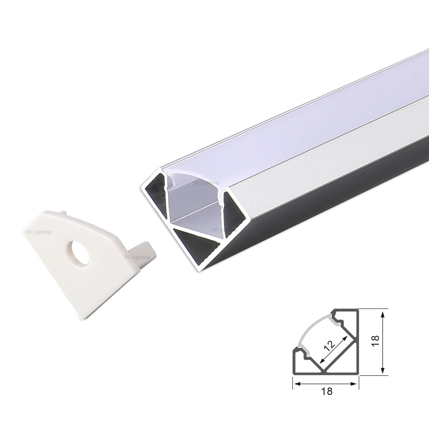 Corner LED Channel Diffuser 18x18mm Supplier