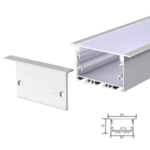 Recessed Aluminum LED Channel Diffuser 50x32mm