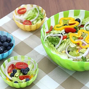 double color salad bowl Lemon bowl with lid  0.6L fruit bowls plastic salad bowl 2PCS