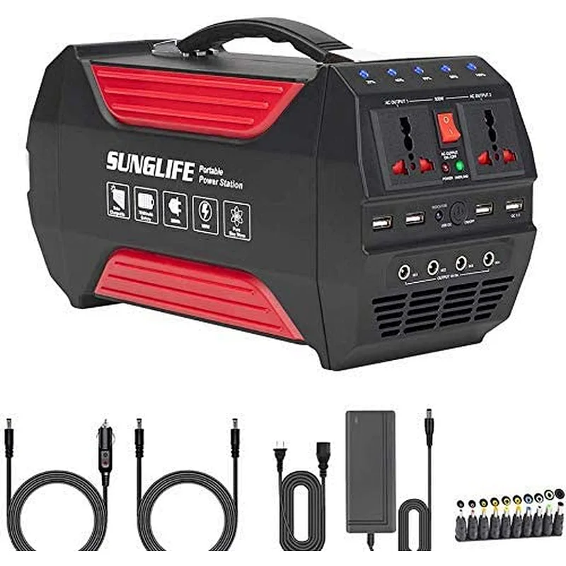 500W Portable Generator, 280Wh 78000mAh Power Station, Backup Lithium Battery Power Supply 110V Pure Sine Wave AC Outlet, QC3.0 USB, 12V DC Outport, Flashlight for Camping, Home, Emergency